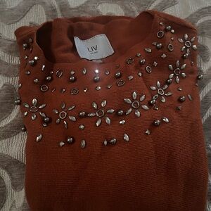 Milano Rust Sweater with Silver Embellishments